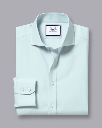 Spread Collar Non-Iron Twill Shirt - Aqua Green