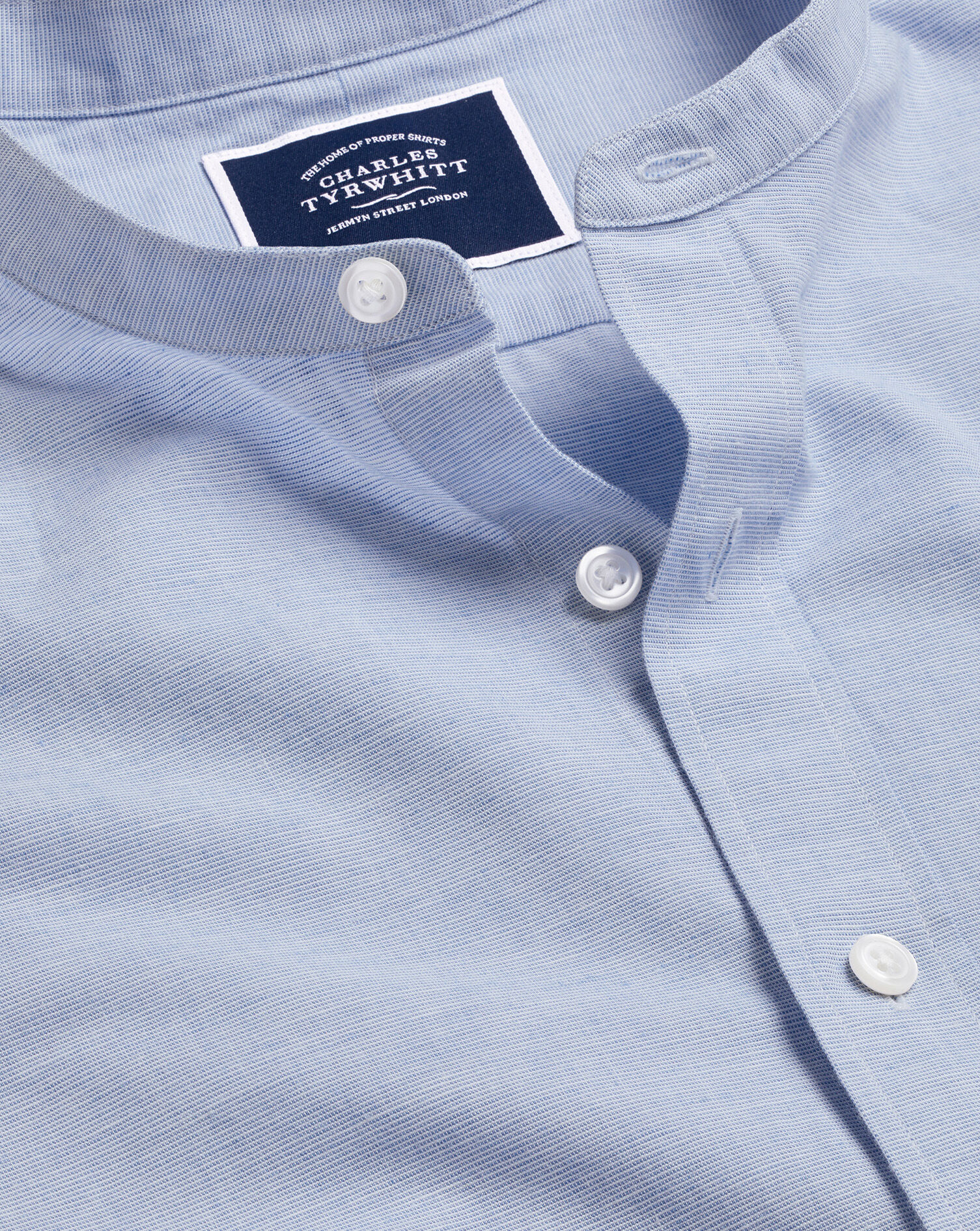 Men's Blue Men's Collarless Shirts 