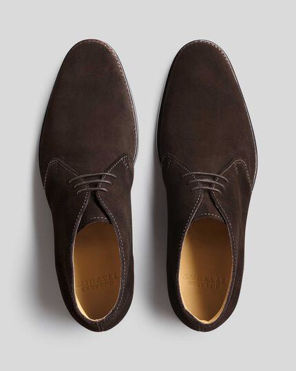 Goodyear Welted Suede Chukka Boots - Chocolate | Charles Tyrwhitt