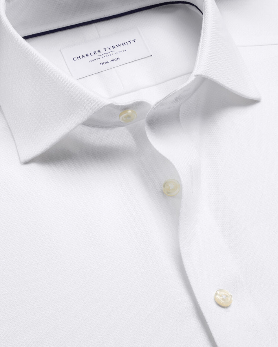 Chemise &agrave; tissage Trafalgar extensible sans repassage - Blanc