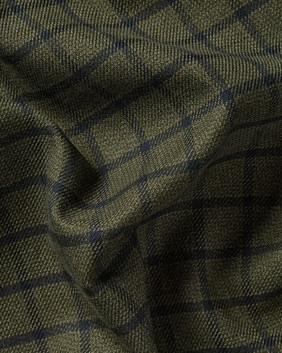 Non-Iron Twill Check Shirt - Olive Green
