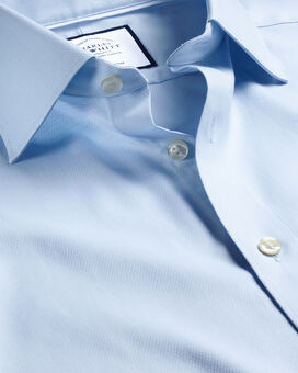 Semi-Spread Collar Egyptian Cotton Berkshire Weave Shirt - Light Blue ...
