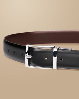 Made in England Leather Reversible Belt - Black & Brown