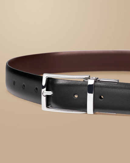 Made in England Leather Reversible Belt - Black & Brown