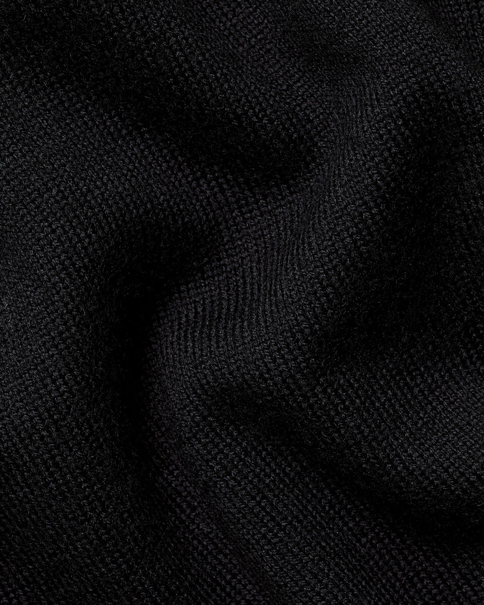 Pure Merino Quarter Zip Sweater - Black