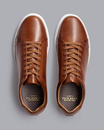 Leather Trainers - Chestnut Brown