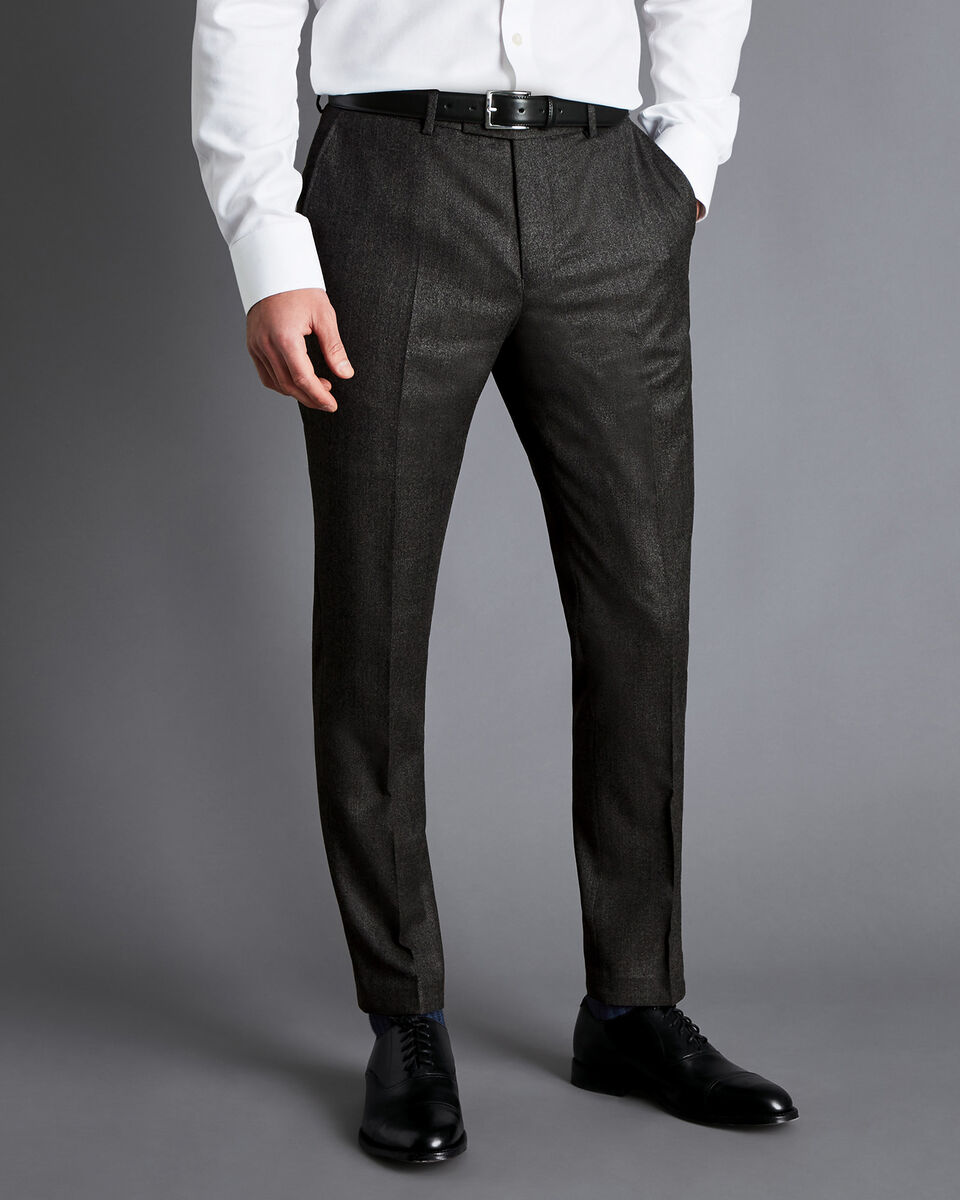 Italian Flannel Suit Pants - Grey | Charles Tyrwhitt