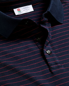 England Rugby Striped Pique Polo - Navy & Red