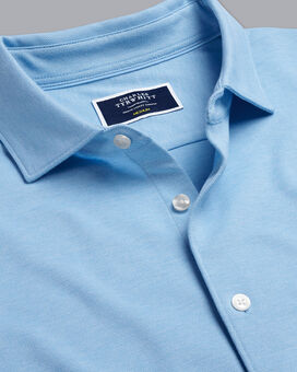 Piqué-Hemd aus Jersey - Himmelblau