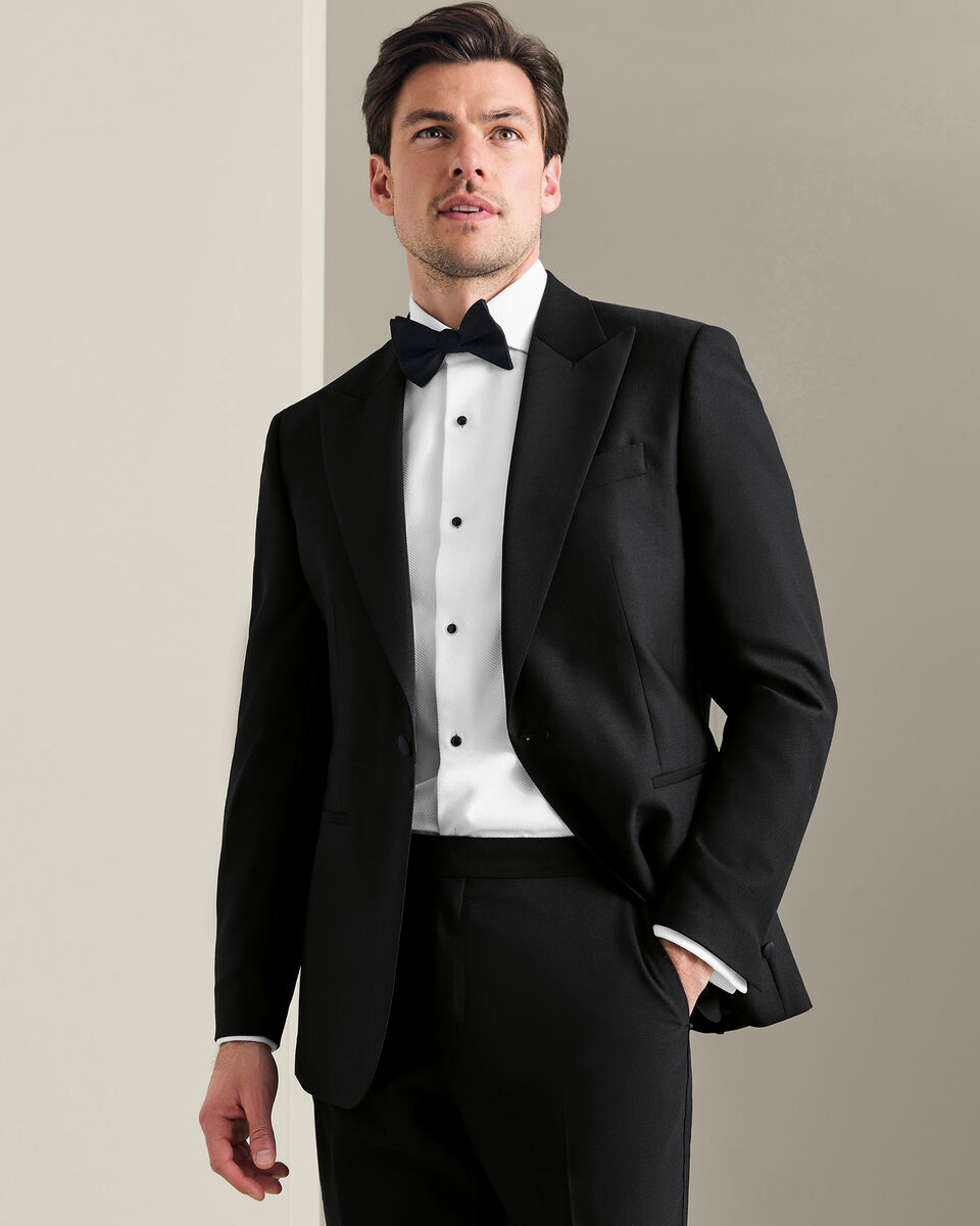 Peak Lapel Dinner Suit Jacket - Black