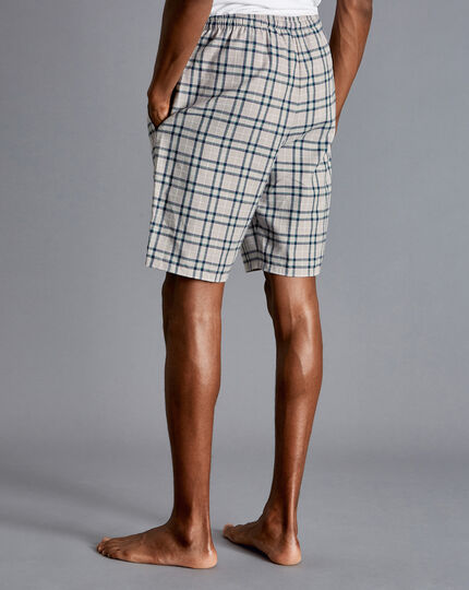 Check Pajama Shorts - Grey & Navy