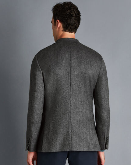 Herringbone Wool Texture Jacket - Dark Grey