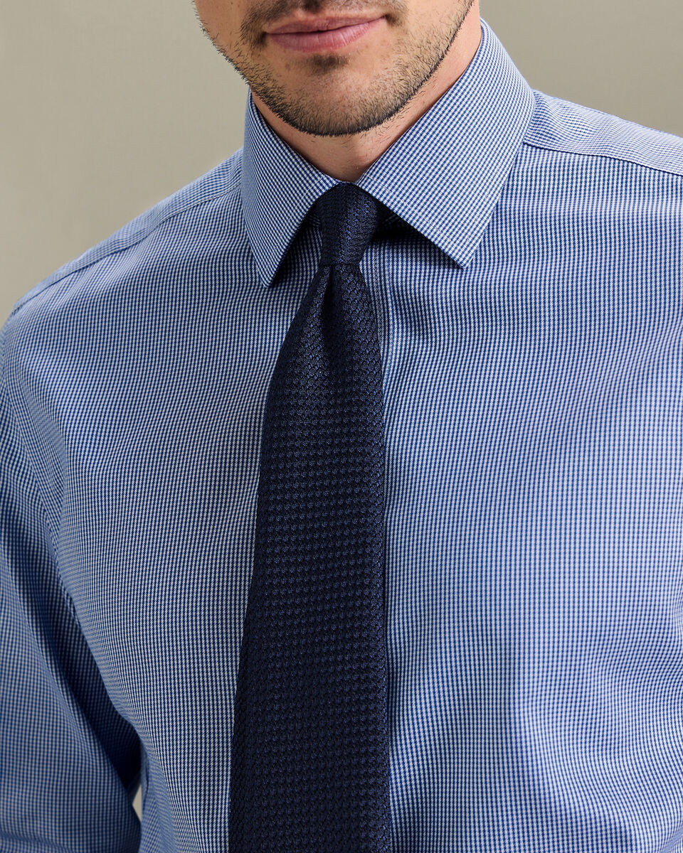 Non-Iron Twill Puppytooth Shirt - Royal Blue