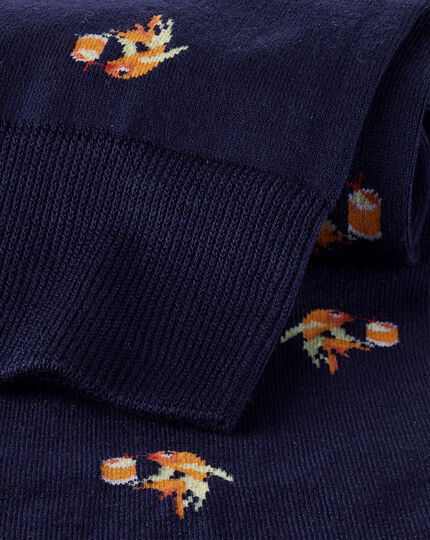 Socken mit „Trinkt wie ein Fisch“-Motiv - Marineblau