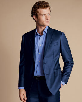 Natural Stretch Twill Suit Jacket - Mid Blue