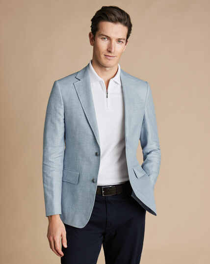Linen Cotton Jacket - Mid Blue