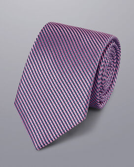 Stain Resistant Silk Tie - Pink & Ocean Blue