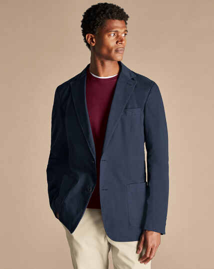 Cotton Stretch Garment Dyed Jacket - Ink Blue