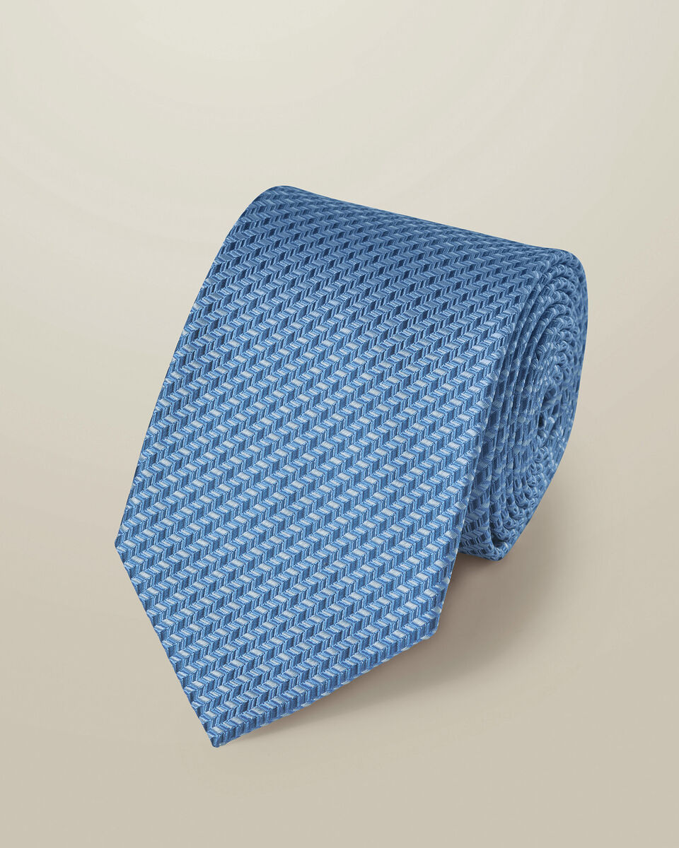 Cravate &agrave; motif en soie - Bleu clair