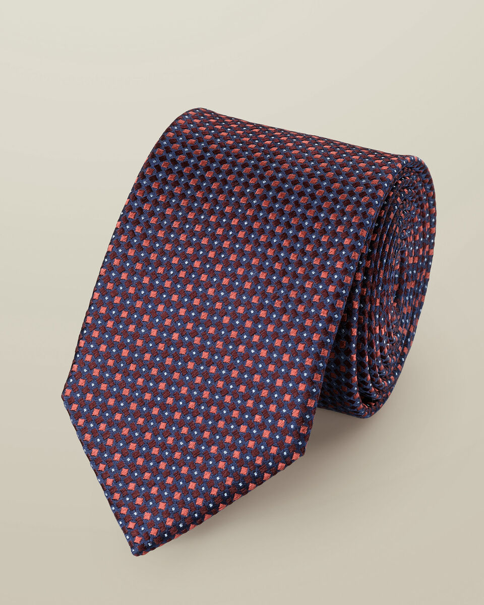 Cravate semi-unie à motif en soie - Bordeaux