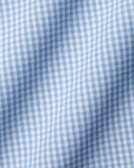 Non-Iron Mini Gingham Check Shirt - Cornflower Blue