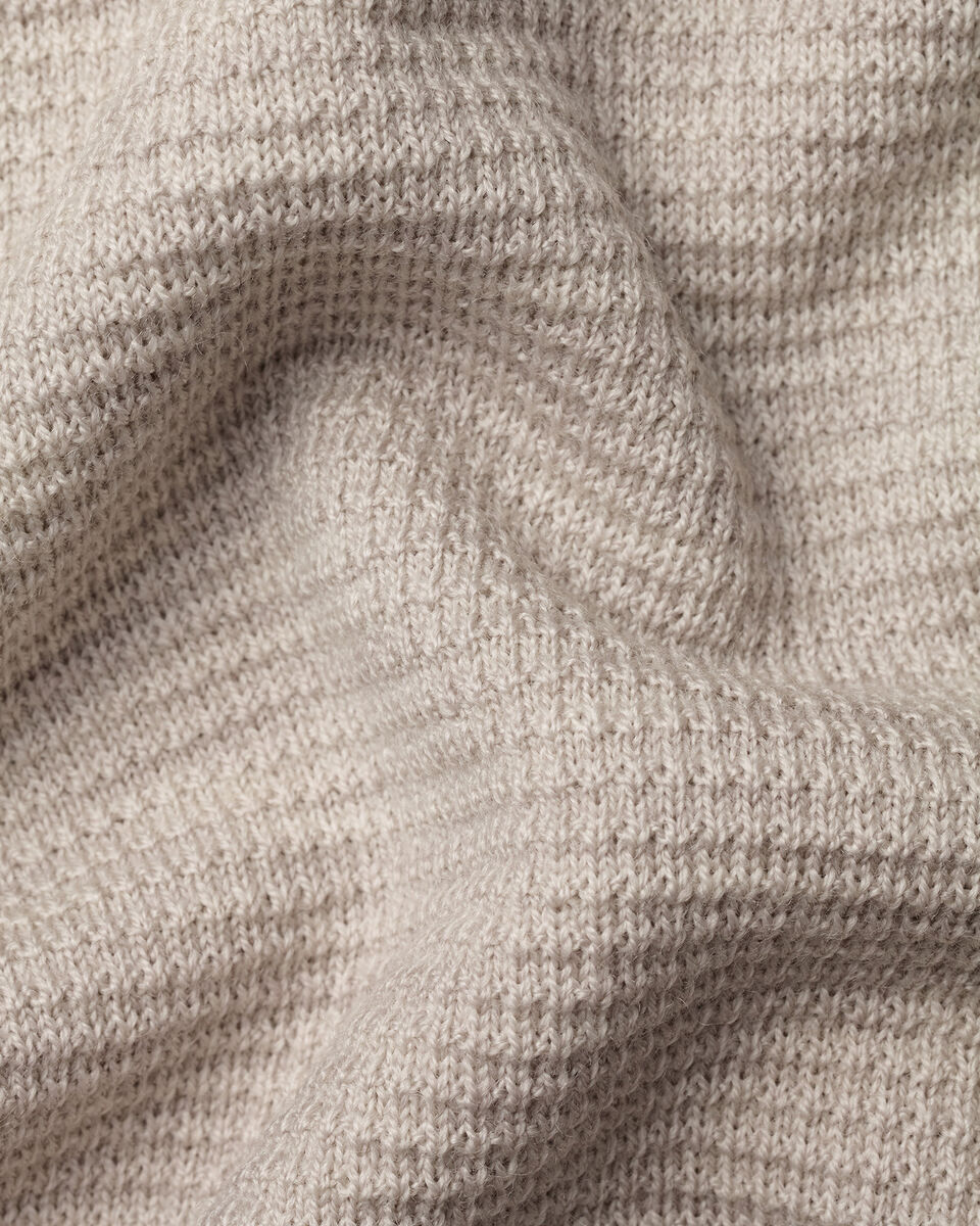 Pure Merino Textured Zip Neck Jumper - Limestone