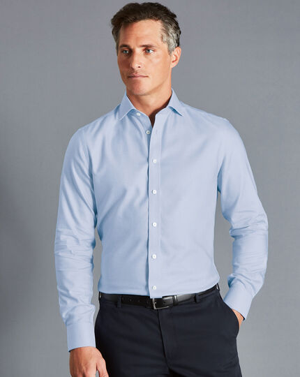 Spread collar Non-Iron Richmond Weave Shirt - Sky Blue
