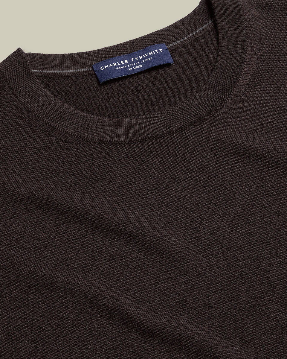 Pure Merino Crew Neck Jumper - Chocolate Brown