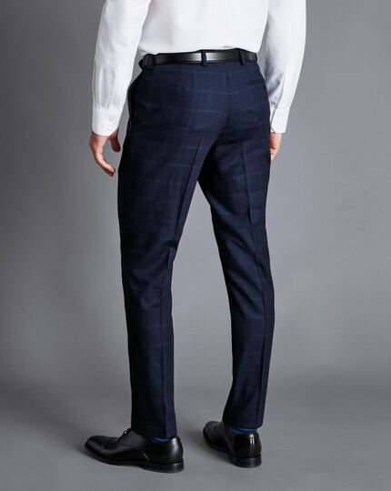 Prince of Wales Check Suit Pants - French Blue