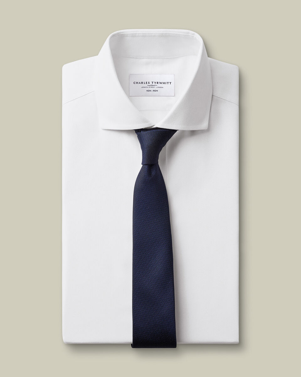 Non-Iron Herringbone Shirt - White