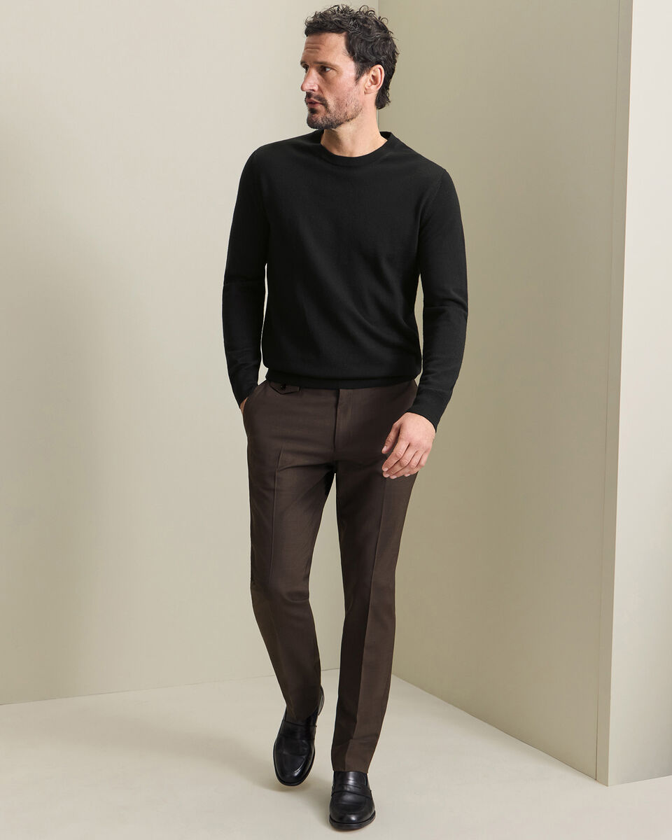 Wool Stretch Trousers - Chocolate