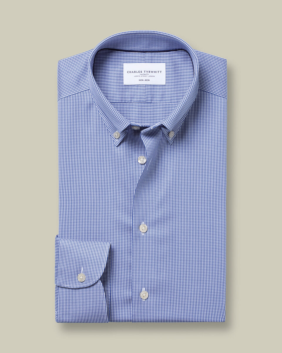 Non-Iron Twill Puppytooth Shirt - Royal Blue