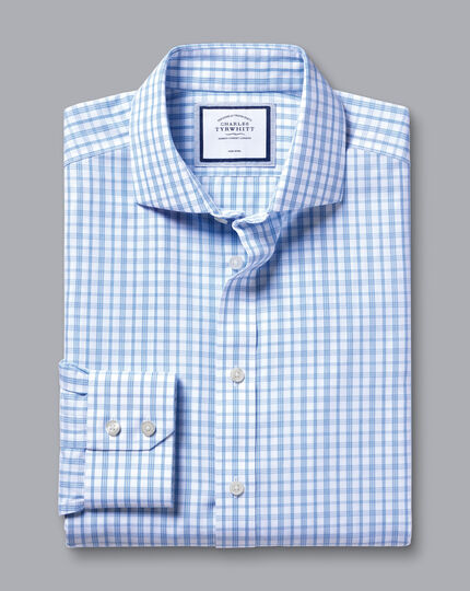 Cutaway Collar Non-Iron Graph Check Cutaway Shirt - Royal Blue