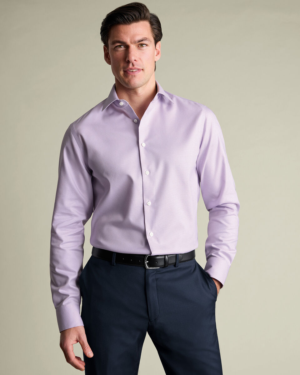 Non-Iron Stretch Texture Shirt - Lilac