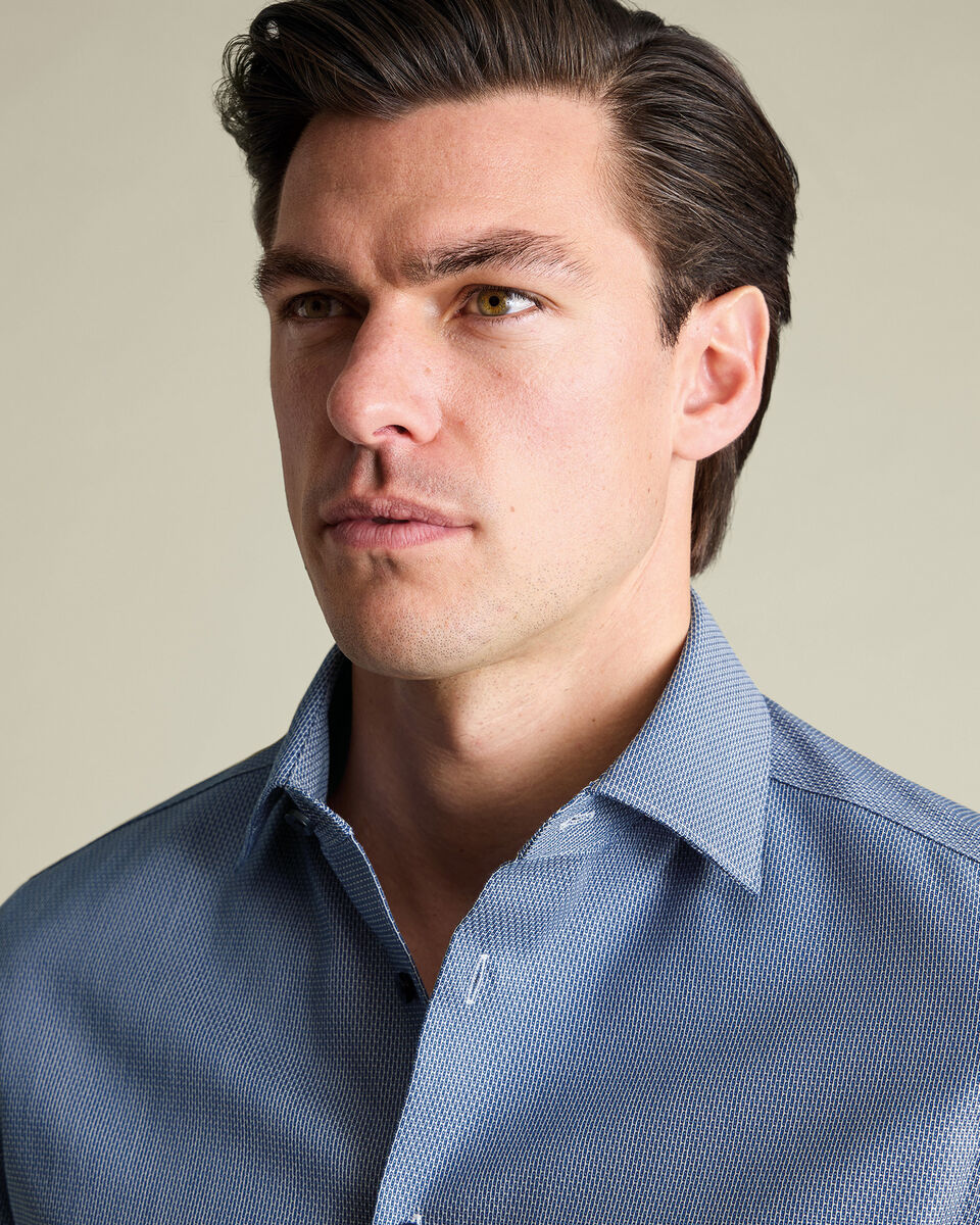 Non-Iron Stretch Texture Shirt - Navy