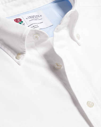 Vorgewaschenes England Rugby Oxfordhemd mit Button-down-Kragen - Weiß