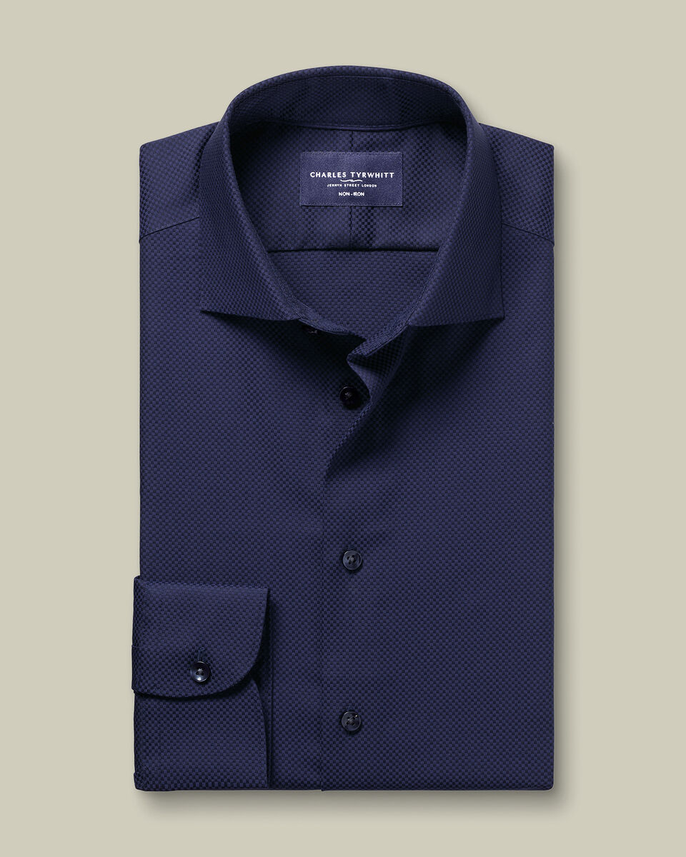 Non-Iron Stretch Texture Shirt - Royal Blue