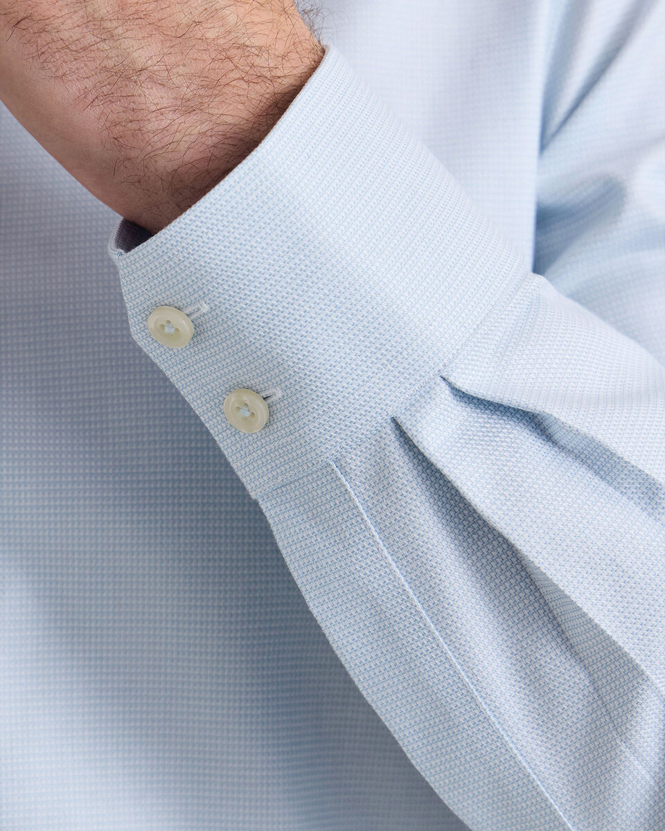 Non-Iron Stretch Trafalgar Weave Shirt - Pale Teal Green