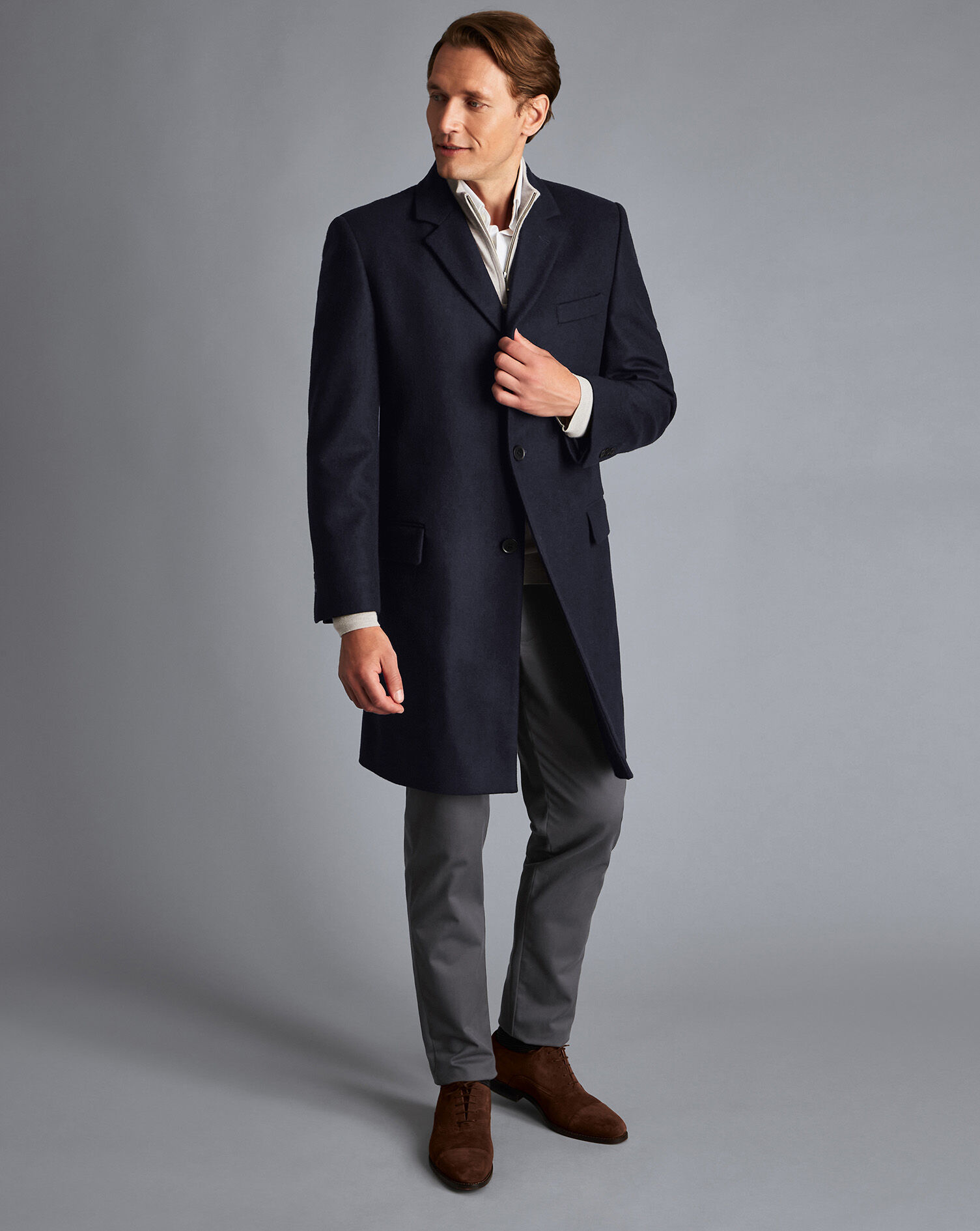 navy wool overcoat