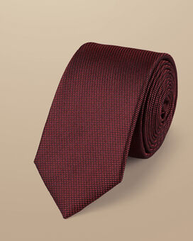 Schmutzabweisende schmale Krawatte aus Seide - Rot