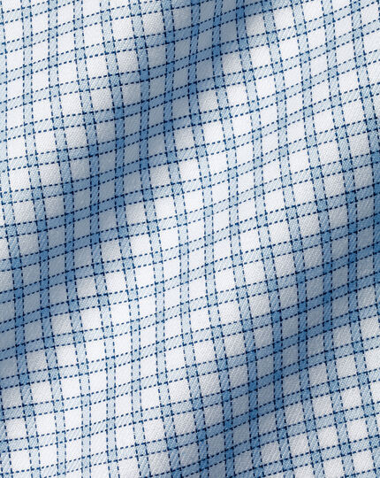 Bügelfreies Twill-Hemd mit Mini-Windowpane-Karos - Stahlblau