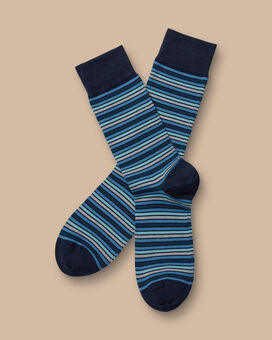 Bunt gestreifte Socken - Mittelblau
