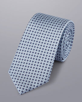 Mini Print Silk Slim Tie - Light Blue