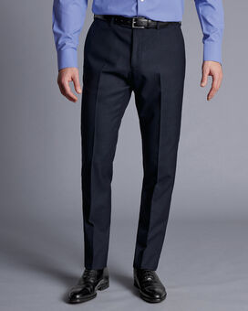 British Luxury Check Suit Pants - Navy