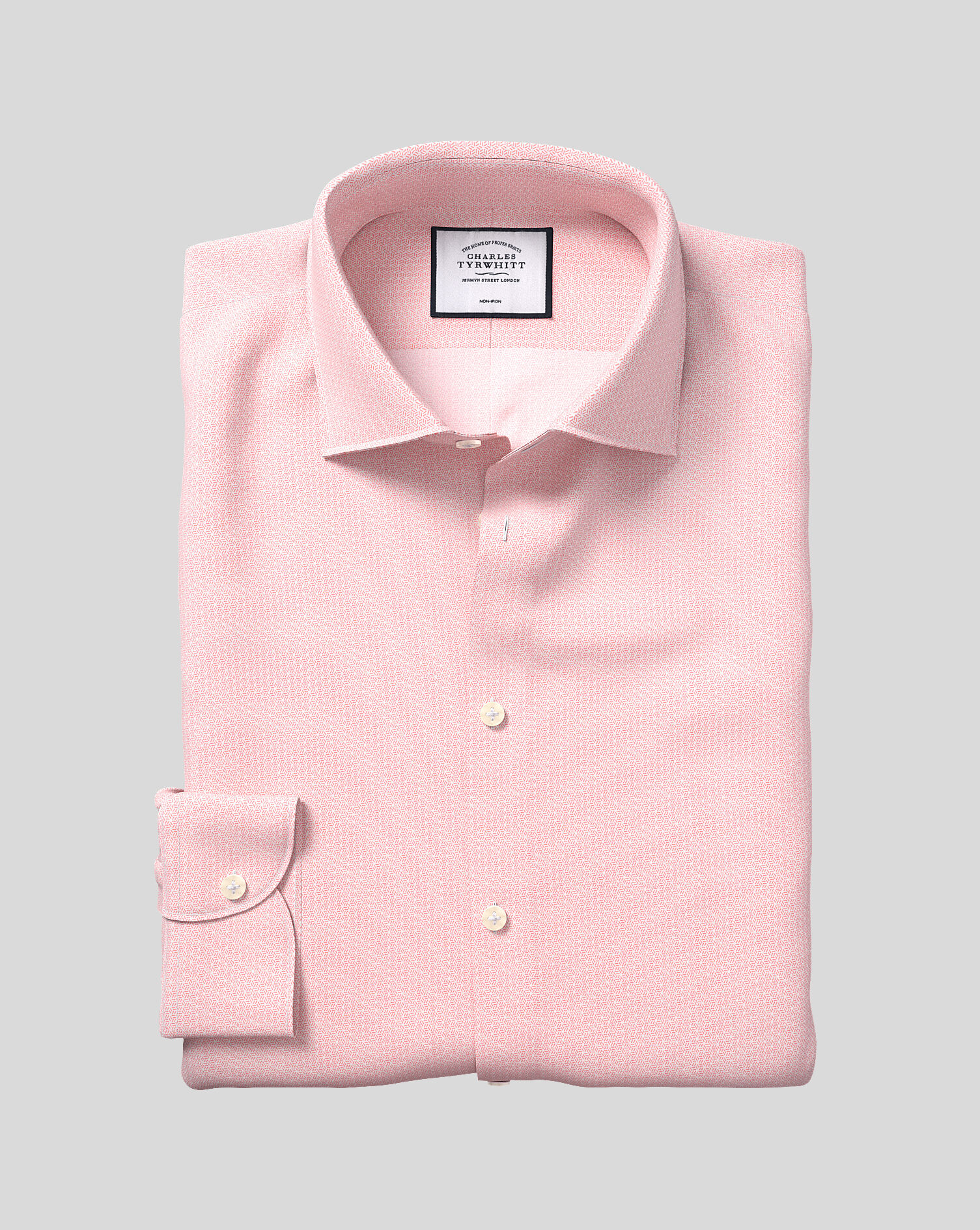 Non-Iron Geometric Print Shirt - Pink 