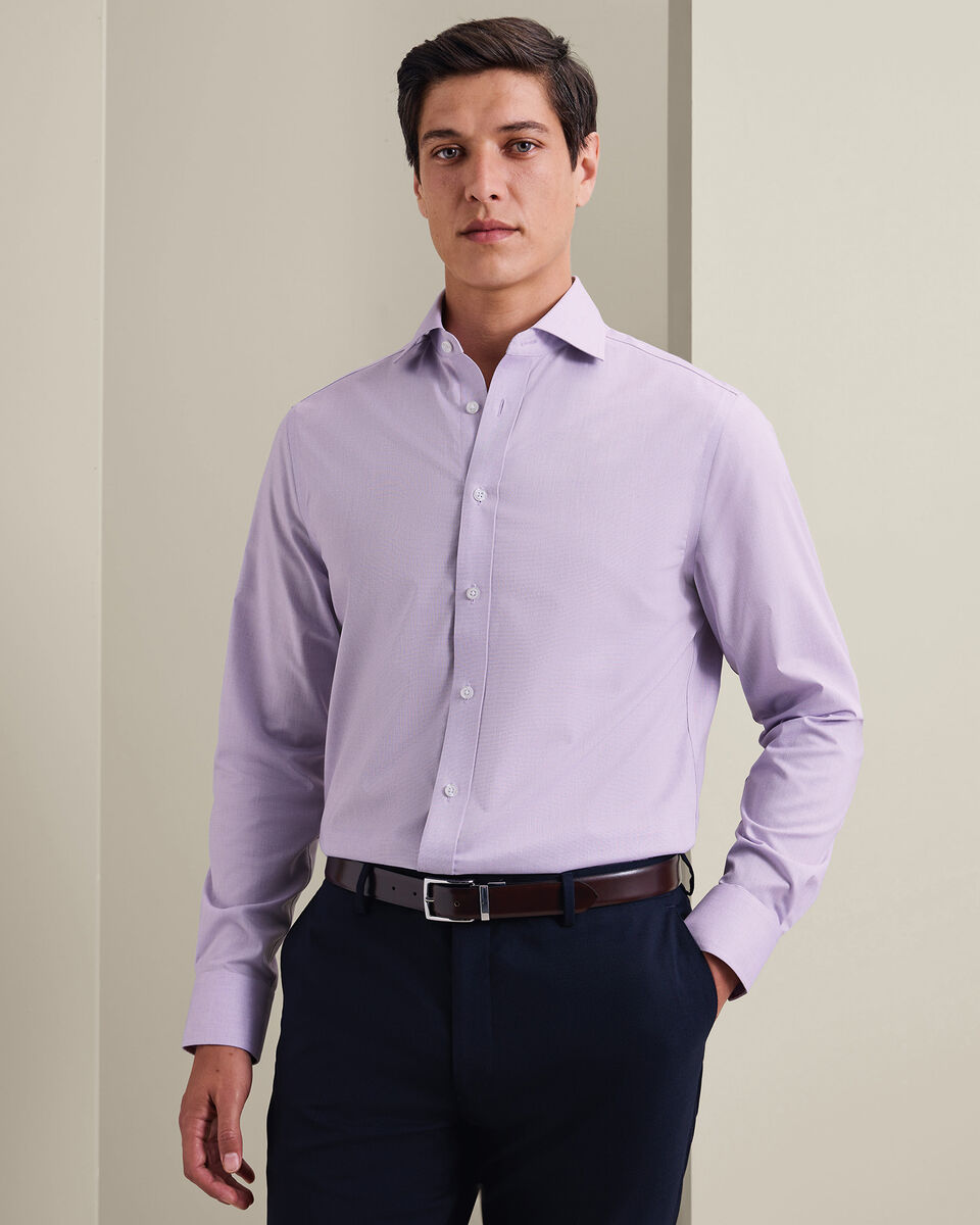 Non-Iron Stretch Poplin Shirt - Lilac Purple