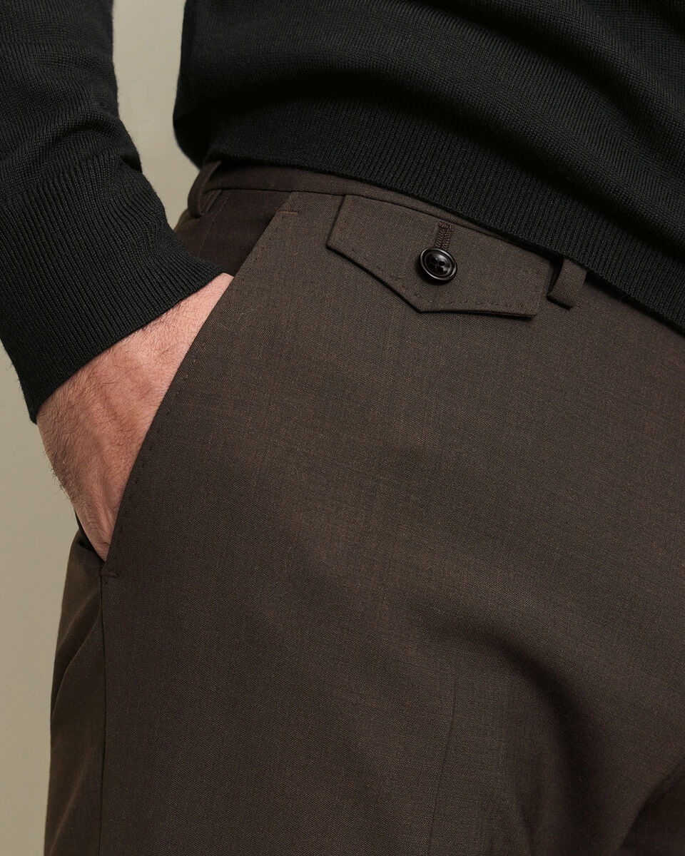 Wool Stretch Trousers - Chocolate
