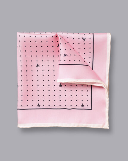 Spot Print Pocket Square - Pink and Navy