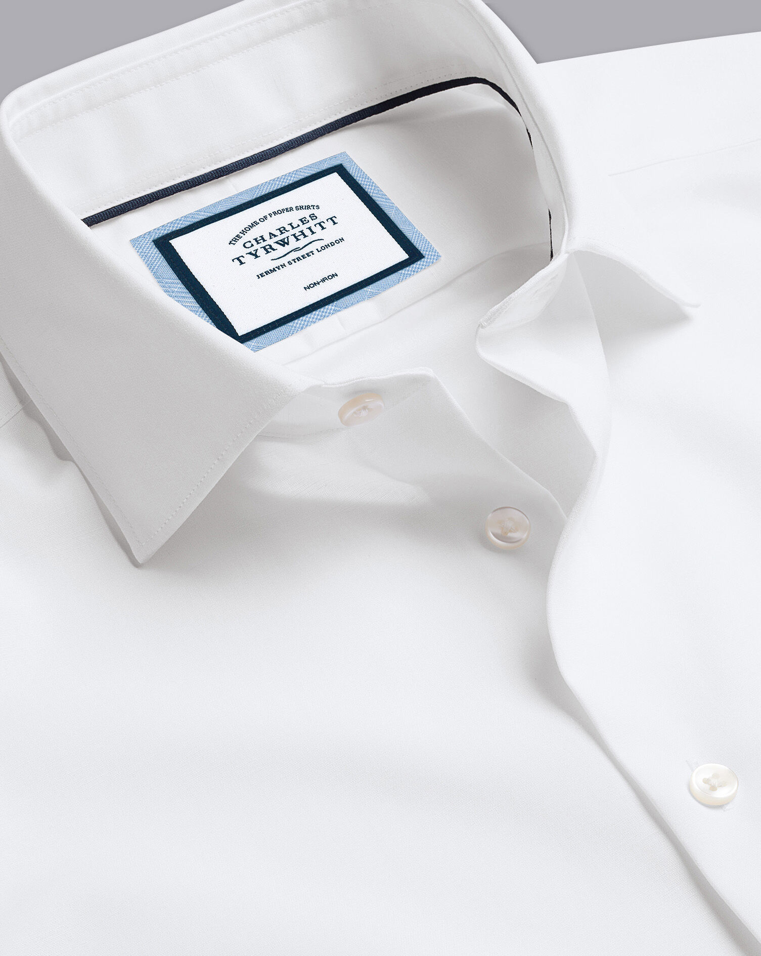Men's Semi-Cutaway Collar Non-Iron Cotton Linen Cottton Formal Shirt - White Single Cuff