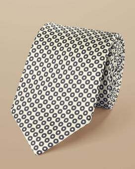 Krawatte aus Seide mit Ring-Muster - Elfenbeinfarben